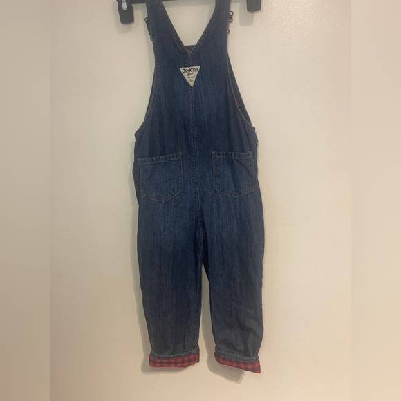 Oshkosh B’Gosh Girls Size 5T Cotton Overalls With Heart Pockets & Plaid Lining - Picture 3 of 7